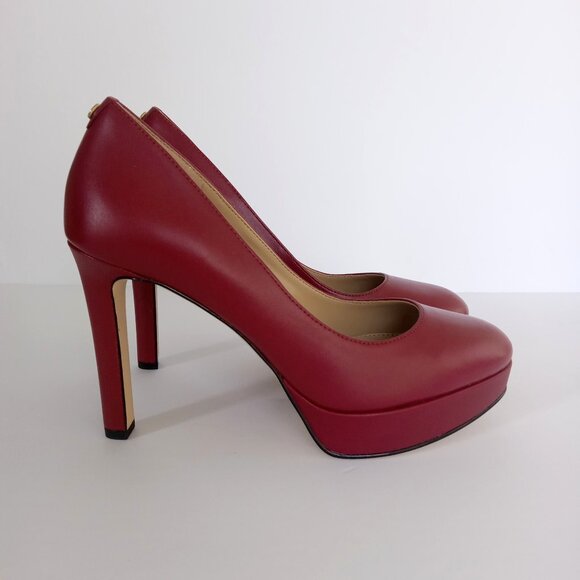 MICHAEL Michael Kors Chantal Rubin Red Leather Platform Pump Womens Size 7M - Picture 1 of 14